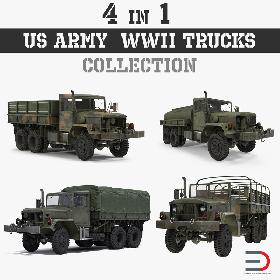 US Army WWII Trucks Collection 3D